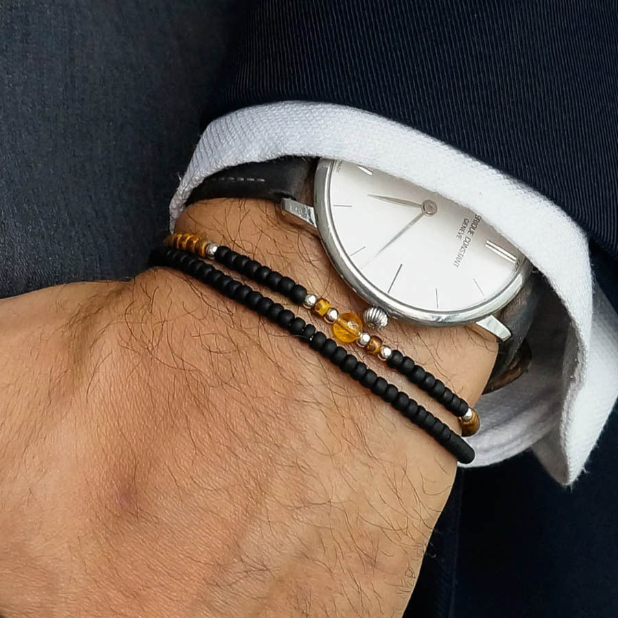 Wholesale black frosted wear copper with zirconium diamond ball flying saucer long bracelet set